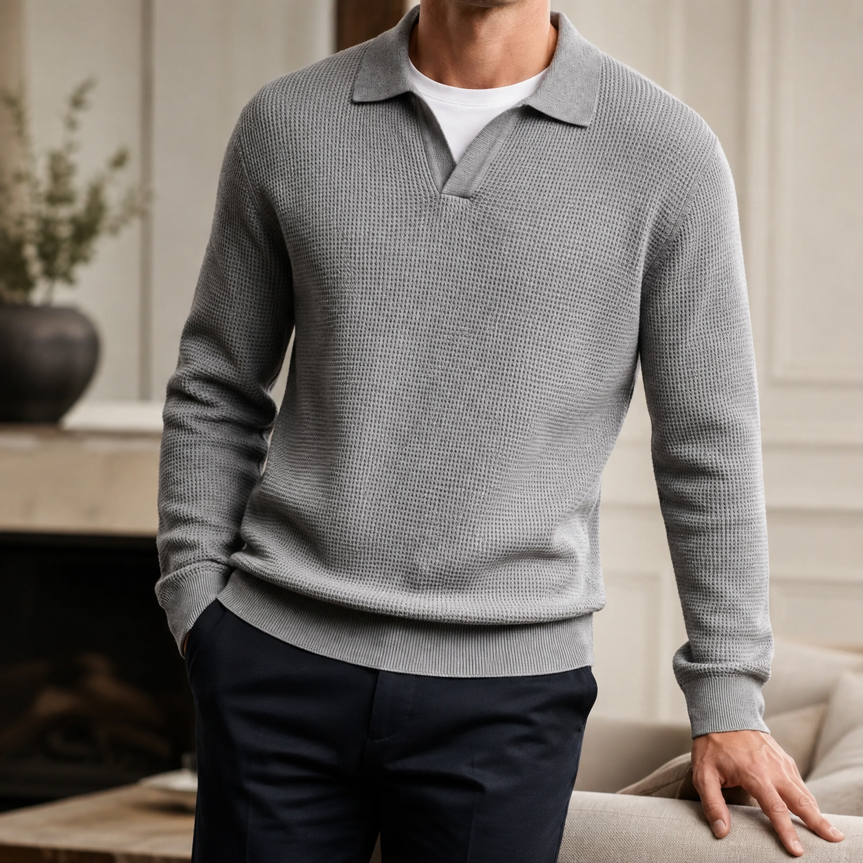 Matteo Structured Collar Knit Sweater for Men