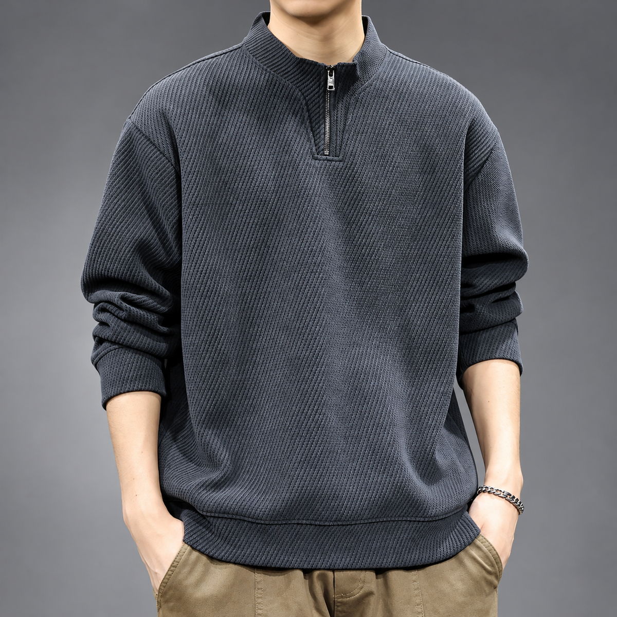 Matteo Men's Textured Quarter-Zip Pullover Sweater