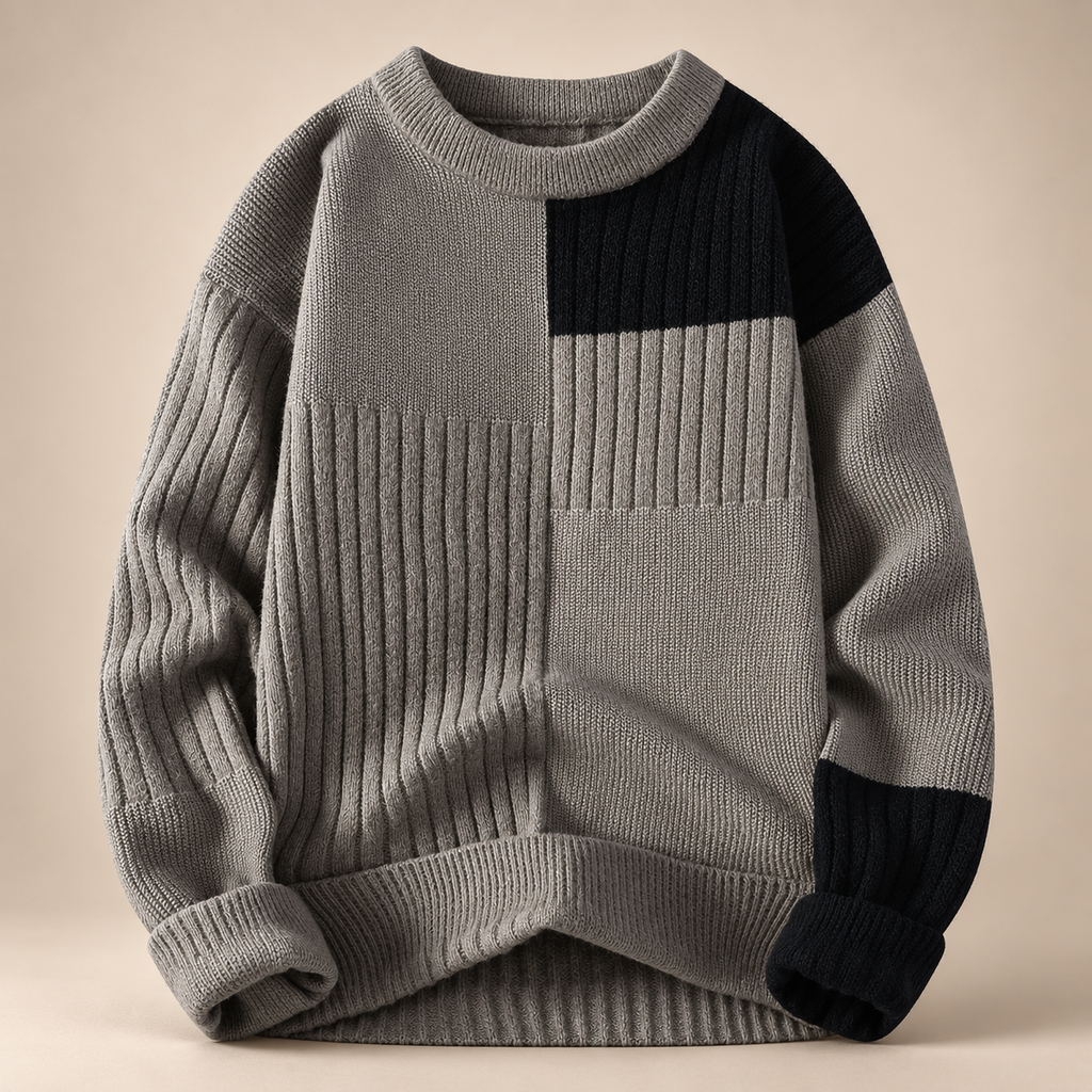 Matteo Colorblock Textured Knit Crewneck Sweater