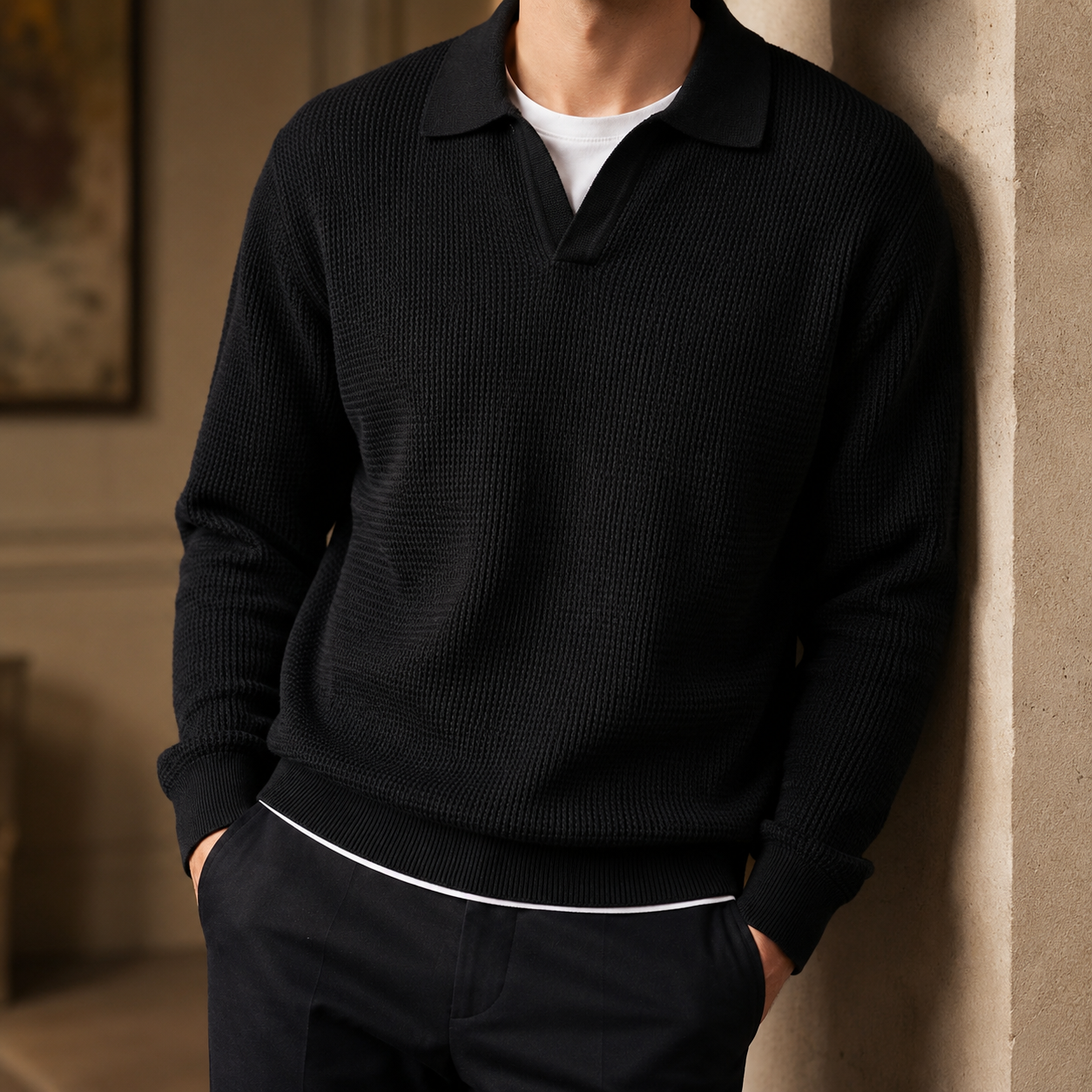 Matteo Structured Collar Knit Sweater for Men