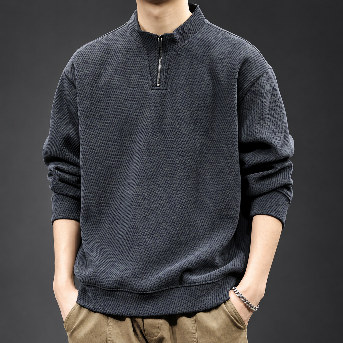 Matteo Men's Textured Quarter-Zip Pullover Sweater