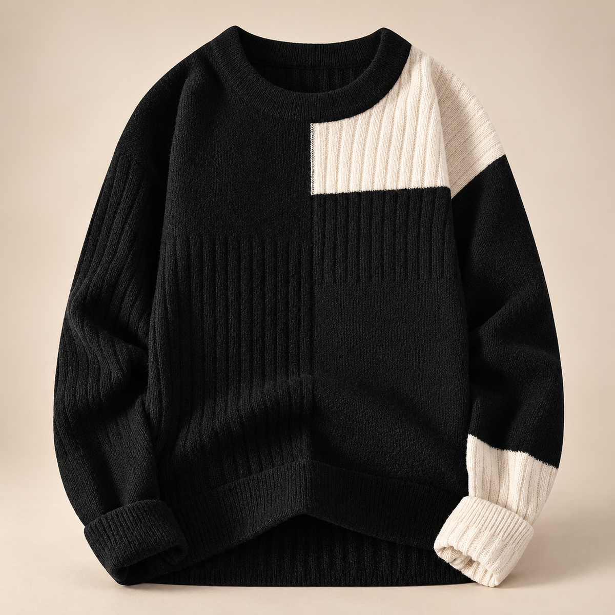Matteo Colorblock Textured Knit Crewneck Sweater