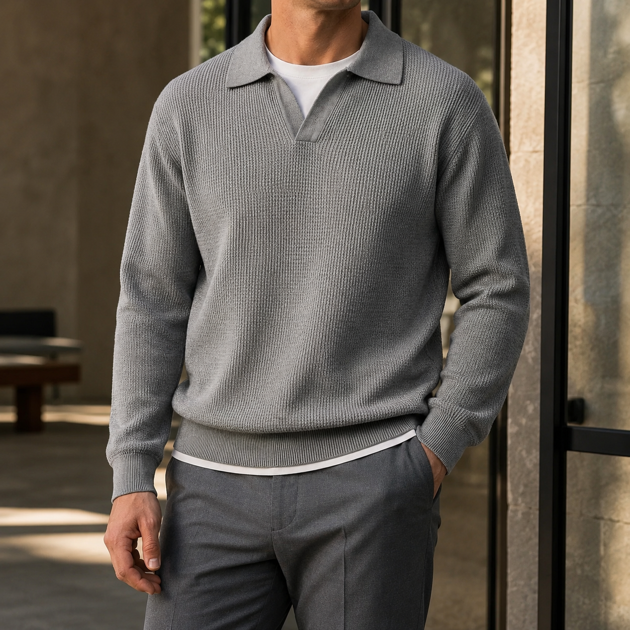 Matteo Structured Collar Knit Sweater for Men