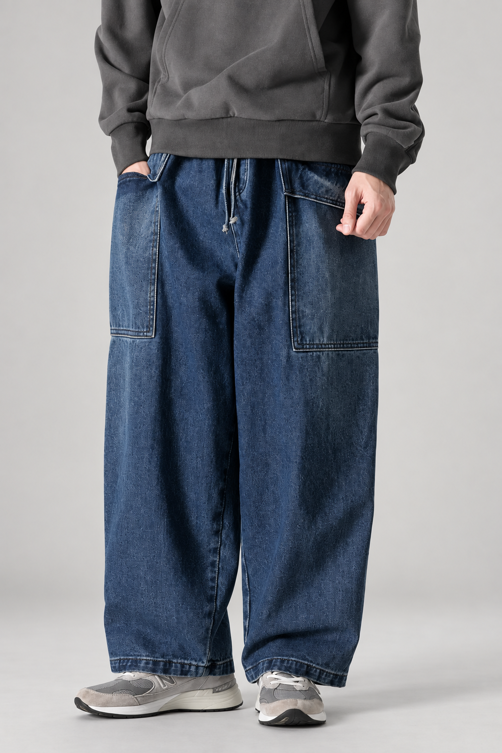 Matteo Men’s Wide-Leg Drawstring Cargo Jeans