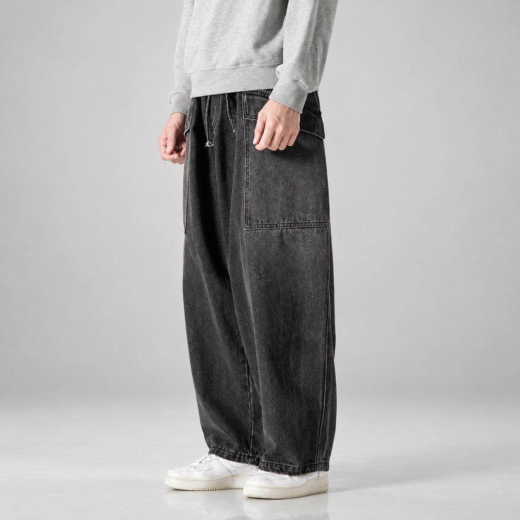 Matteo Men’s Wide-Leg Drawstring Cargo Jeans