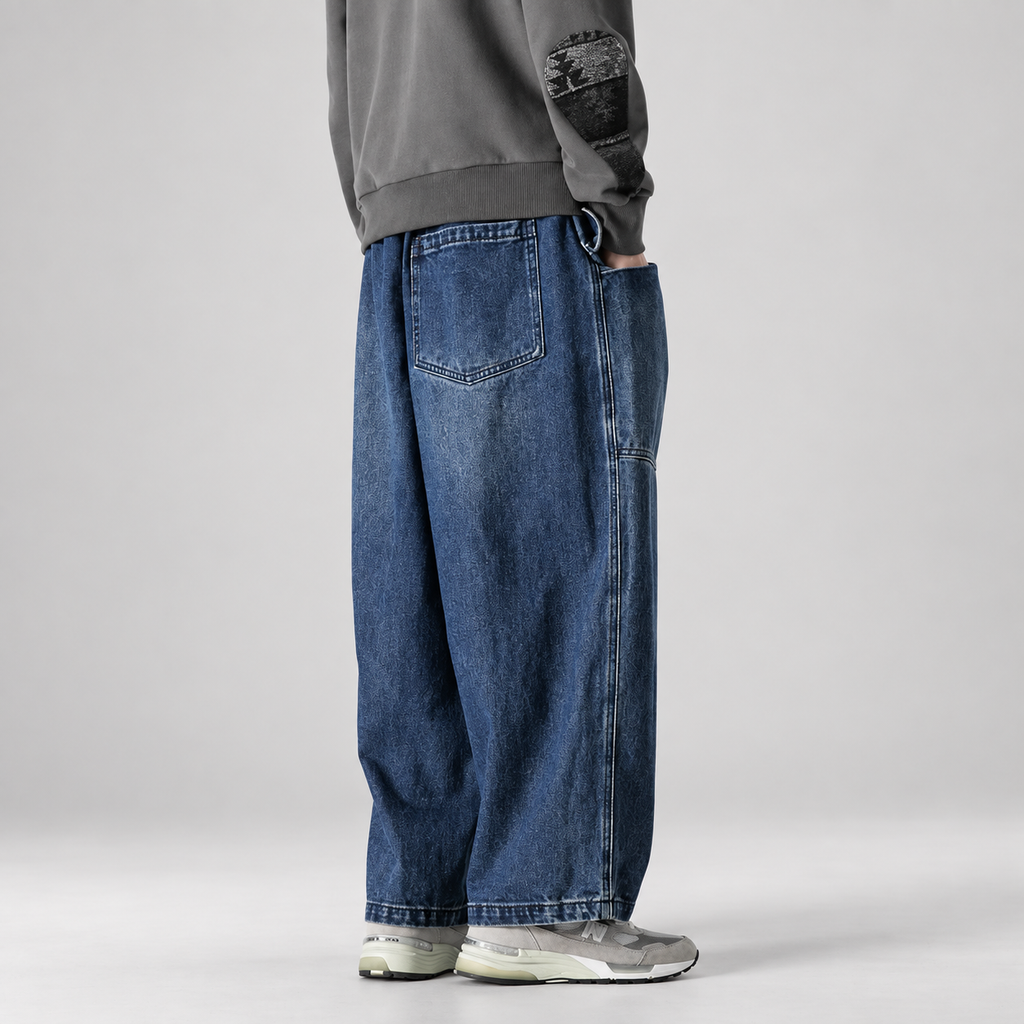 Matteo Men’s Wide-Leg Drawstring Cargo Jeans