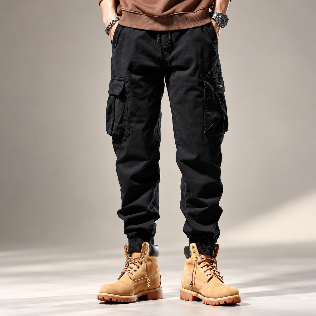 Matteo Multi-Pocket Utility Cargo Jogger Pants