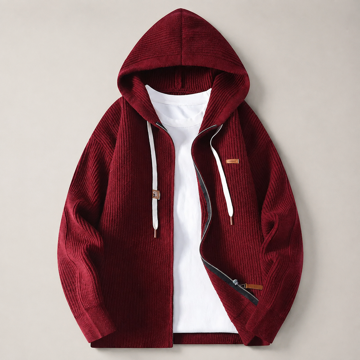 Mercer Full Zip Knit Ribbed Hooded Cardigan