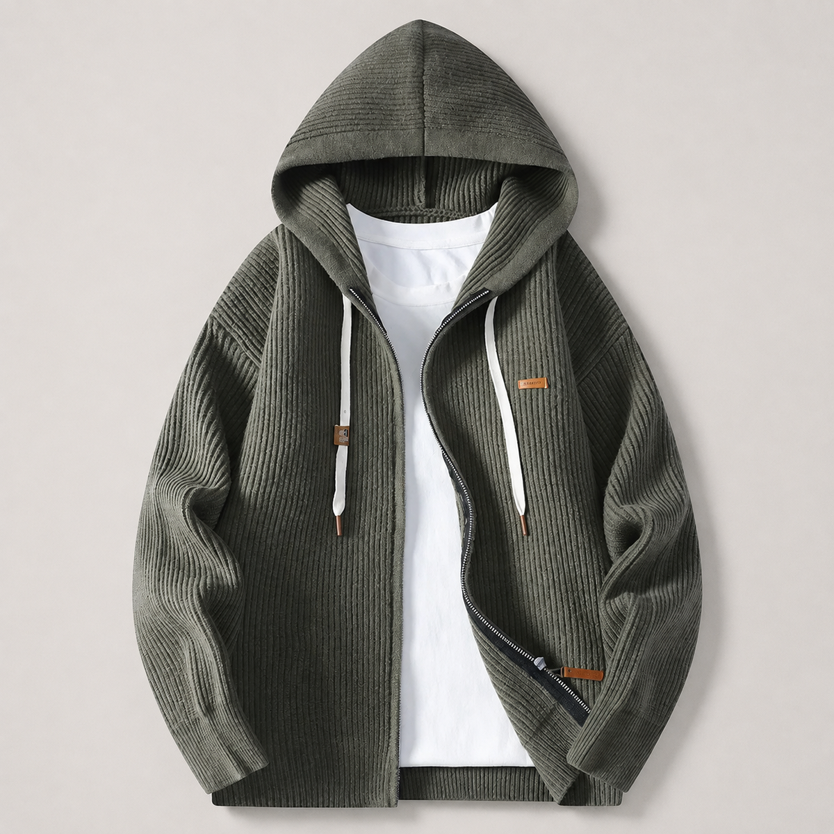 Mercer Full Zip Knit Ribbed Hooded Cardigan