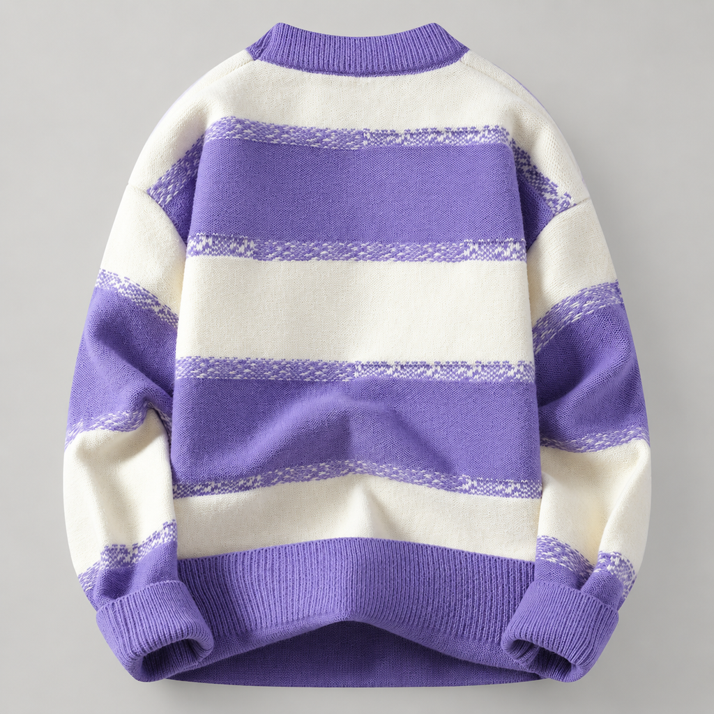 Merrick Men’s Color-Block Striped Crewneck Knit Sweater