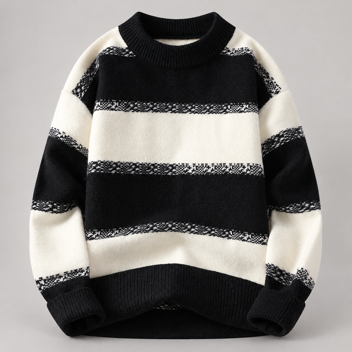 Merrick Men’s Color-Block Striped Crewneck Knit Sweater