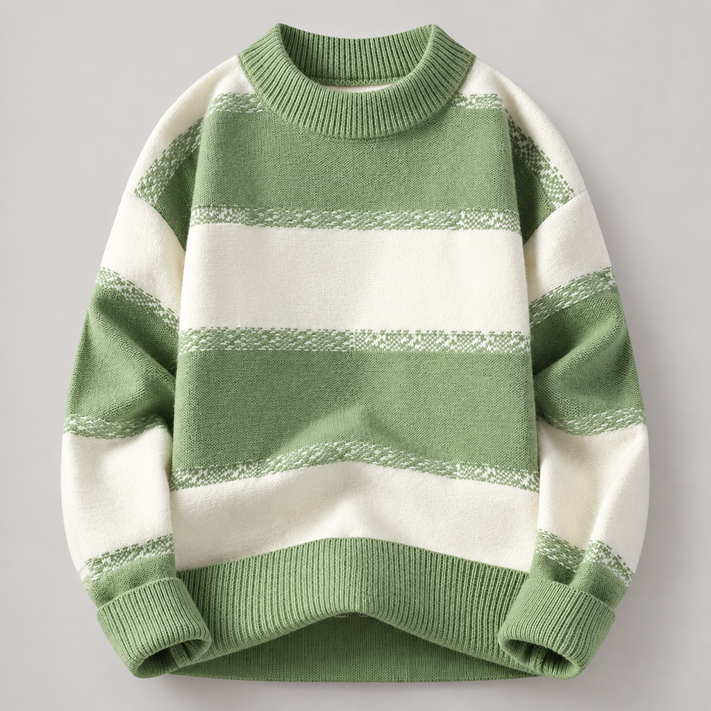 Merrick Men’s Color-Block Striped Crewneck Knit Sweater