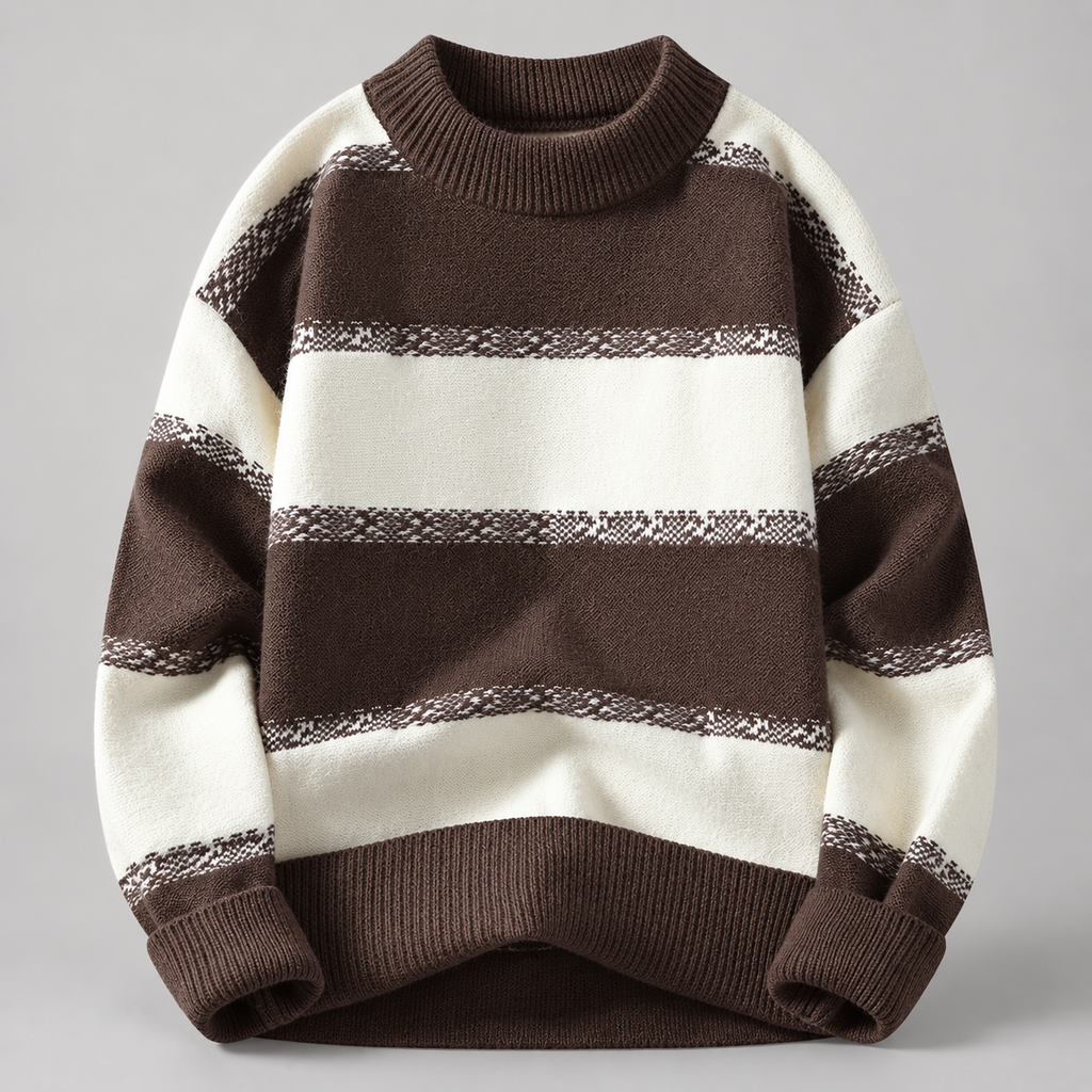 Merrick Men’s Color-Block Striped Crewneck Knit Sweater
