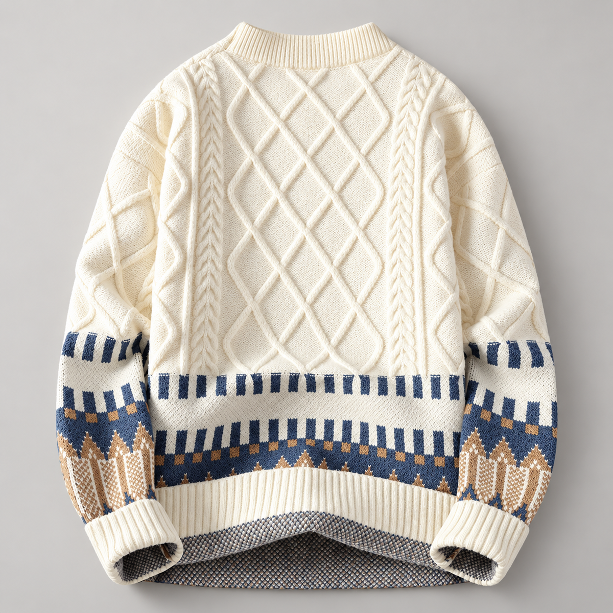 Milano Geometric Cable Knit Crewneck Sweater