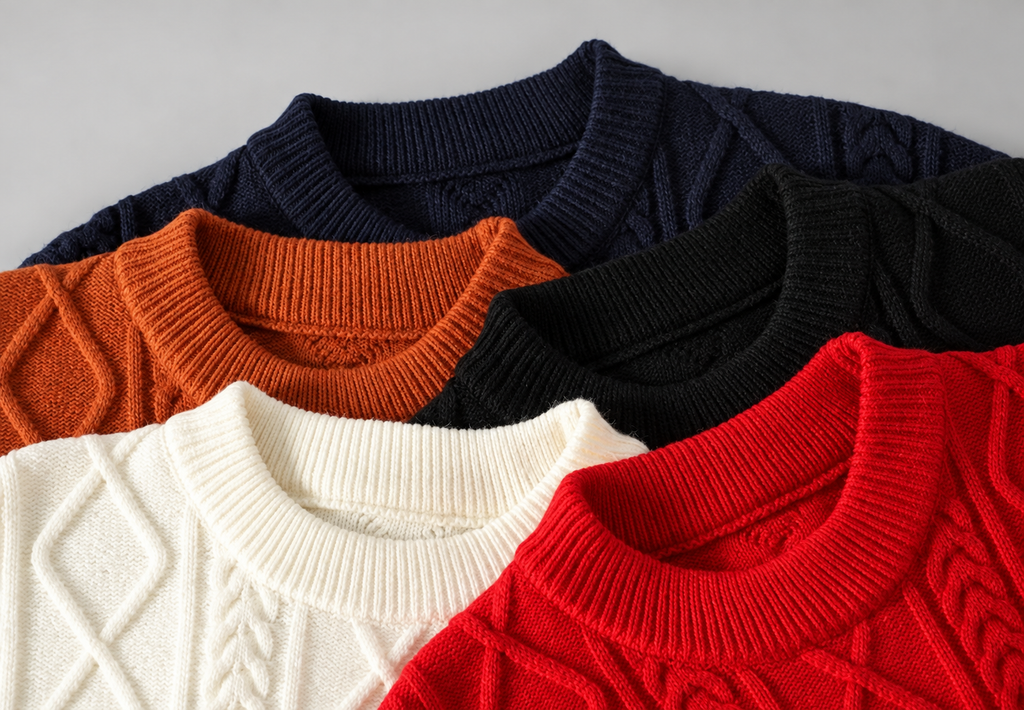 Milano Geometric Cable Knit Crewneck Sweater