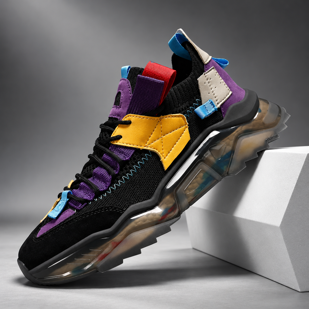 Miles Men’s Chunky Knit Sneakers – Multicolor Lace-Up Casual Shoes