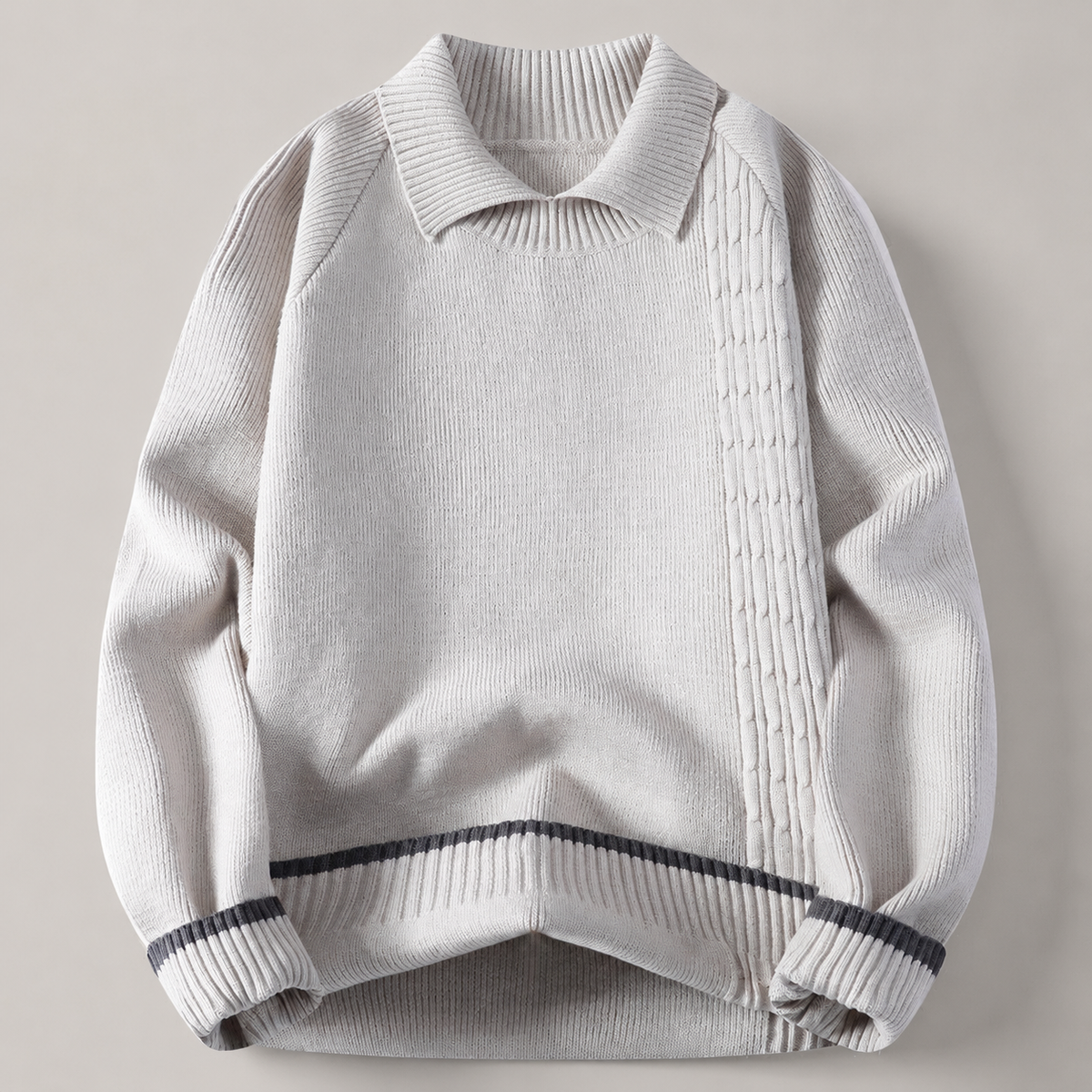 Landon Contrast Collared Knit Sweater