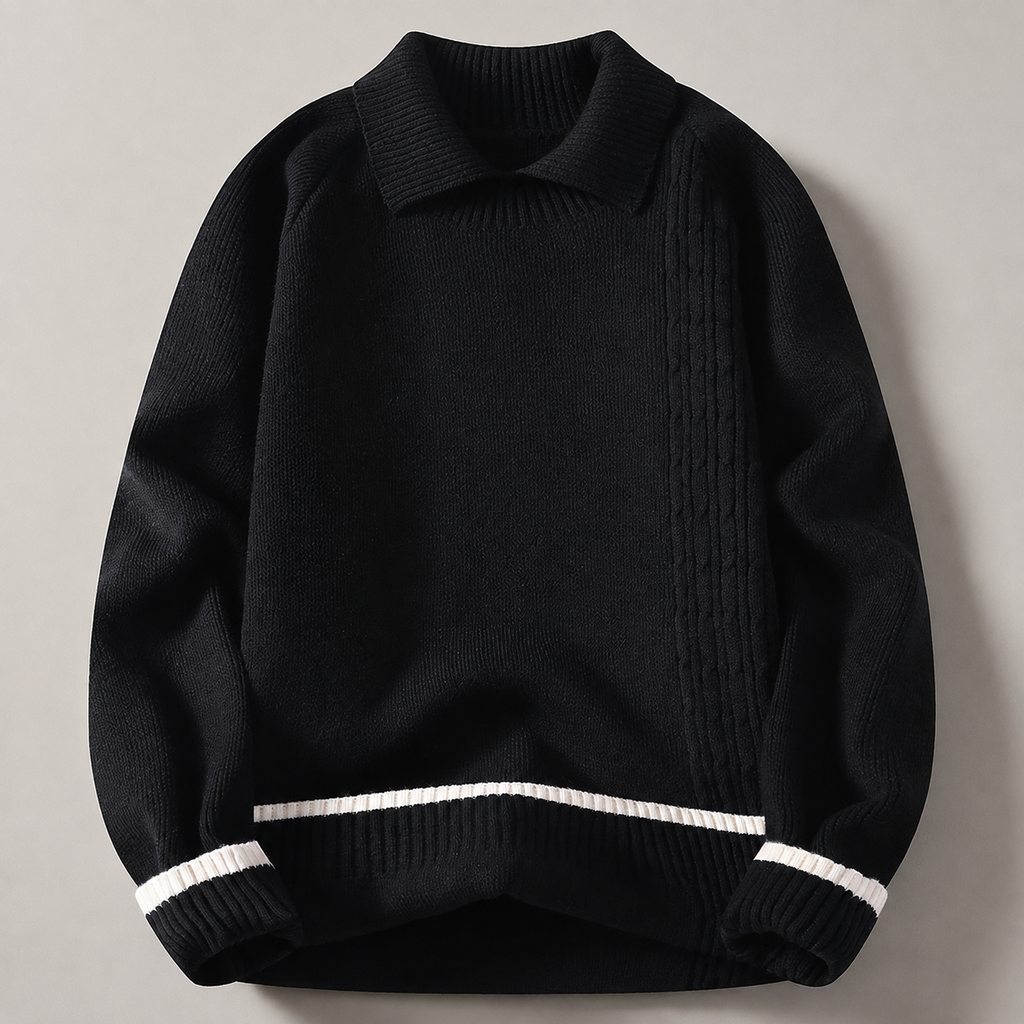Landon Contrast Collared Knit Sweater