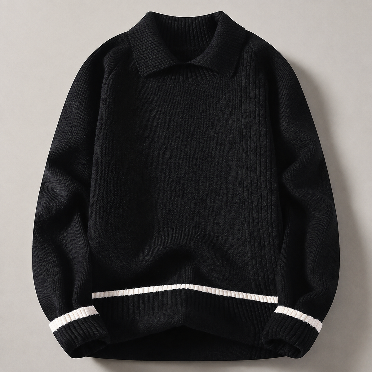 Landon Contrast Collared Knit Sweater