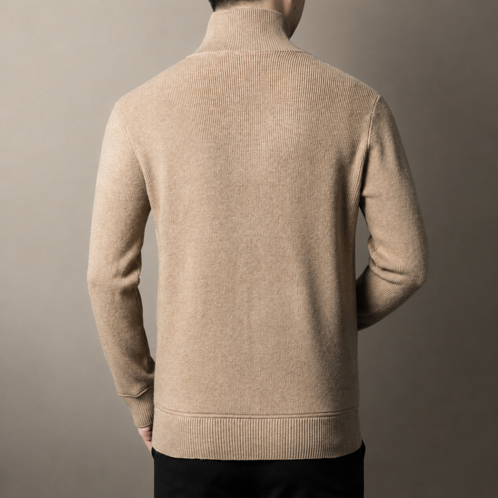 Miles Ribbed Knit Full Zip Cardigan Sweater