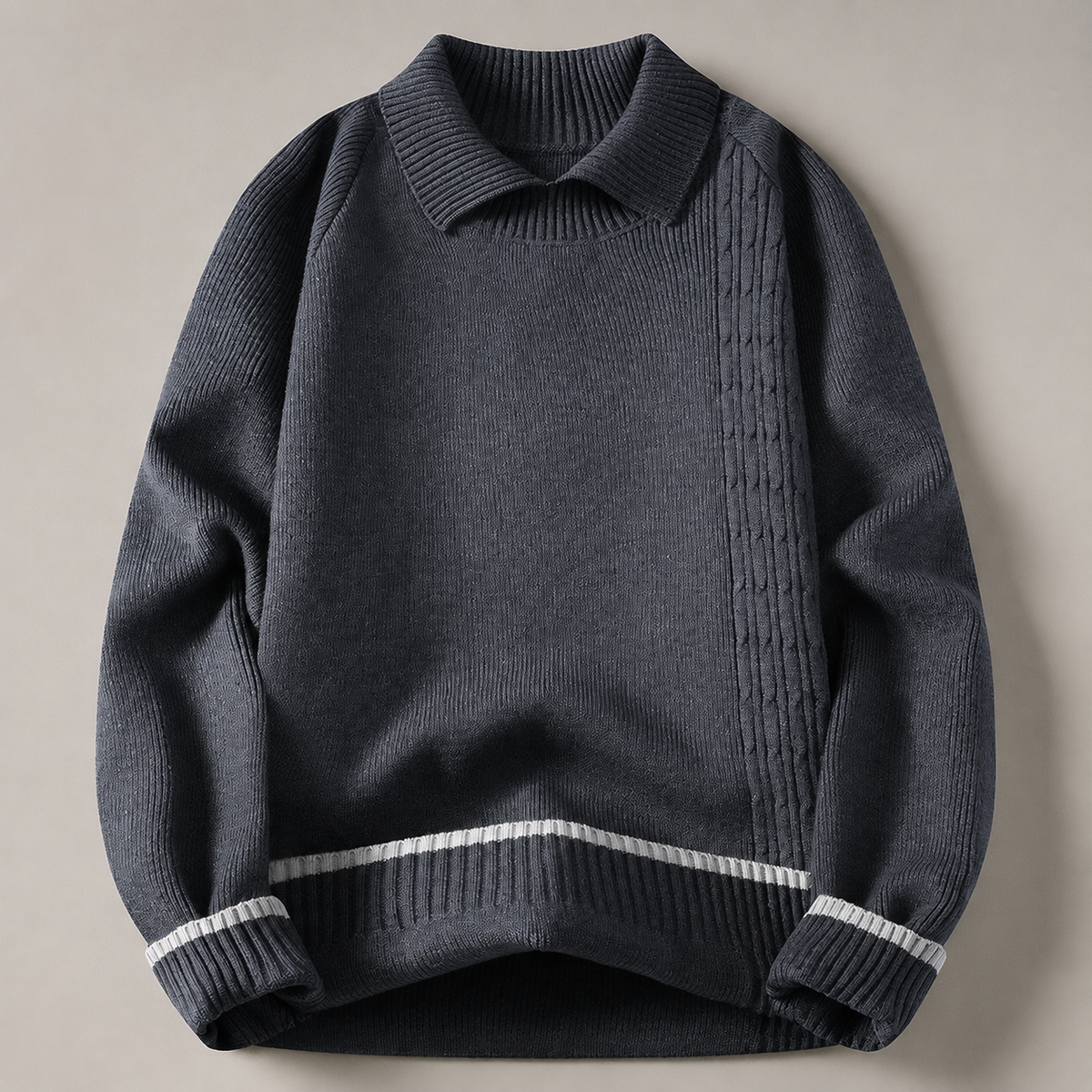 Landon Contrast Collared Knit Sweater
