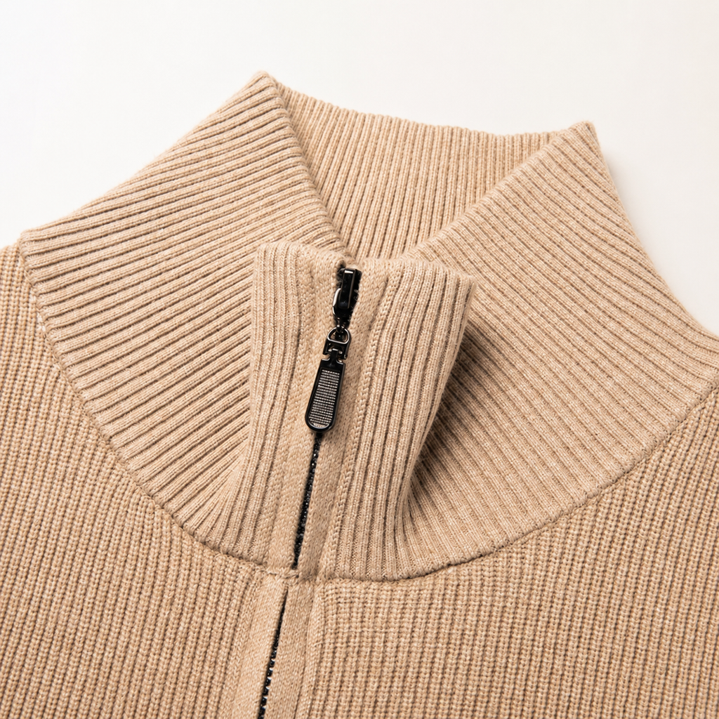 Miles Ribbed Knit Full Zip Cardigan Sweater