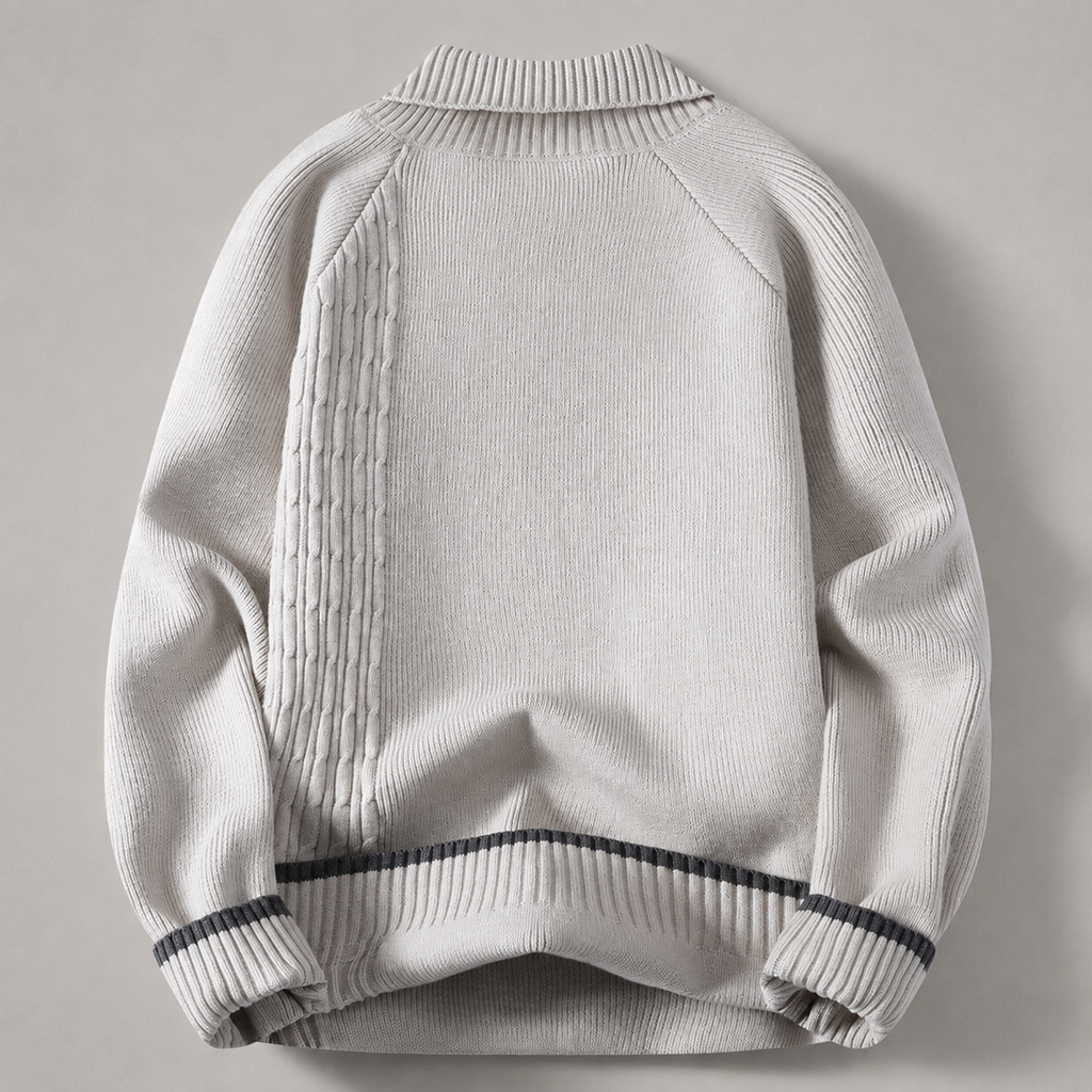 Landon Contrast Collared Knit Sweater
