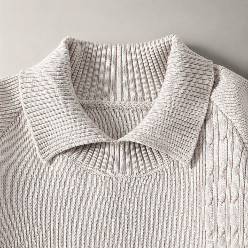 Landon Contrast Collared Knit Sweater