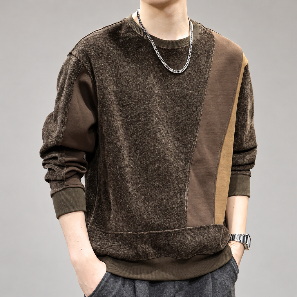 Tobin Men’s Textured Color Block Crewneck Sweatshirt