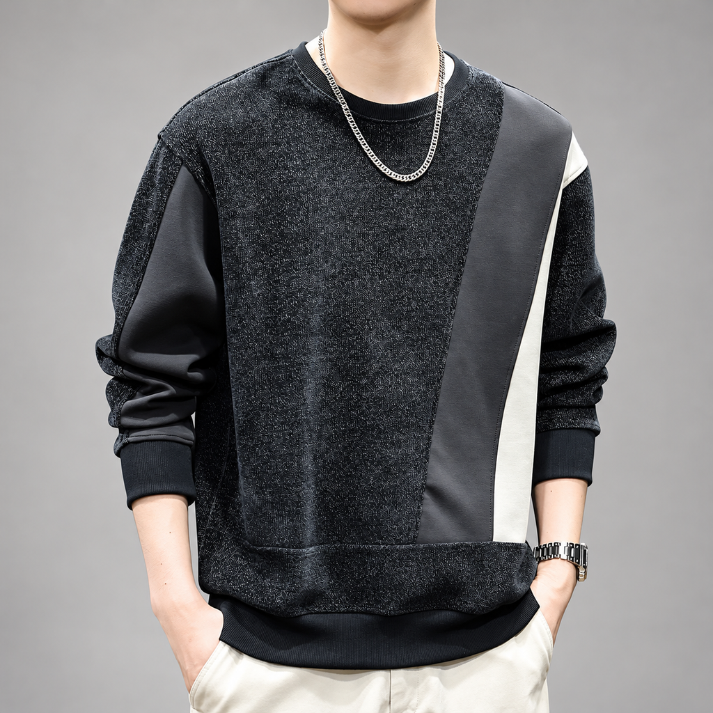Tobin Men’s Textured Color Block Crewneck Sweatshirt