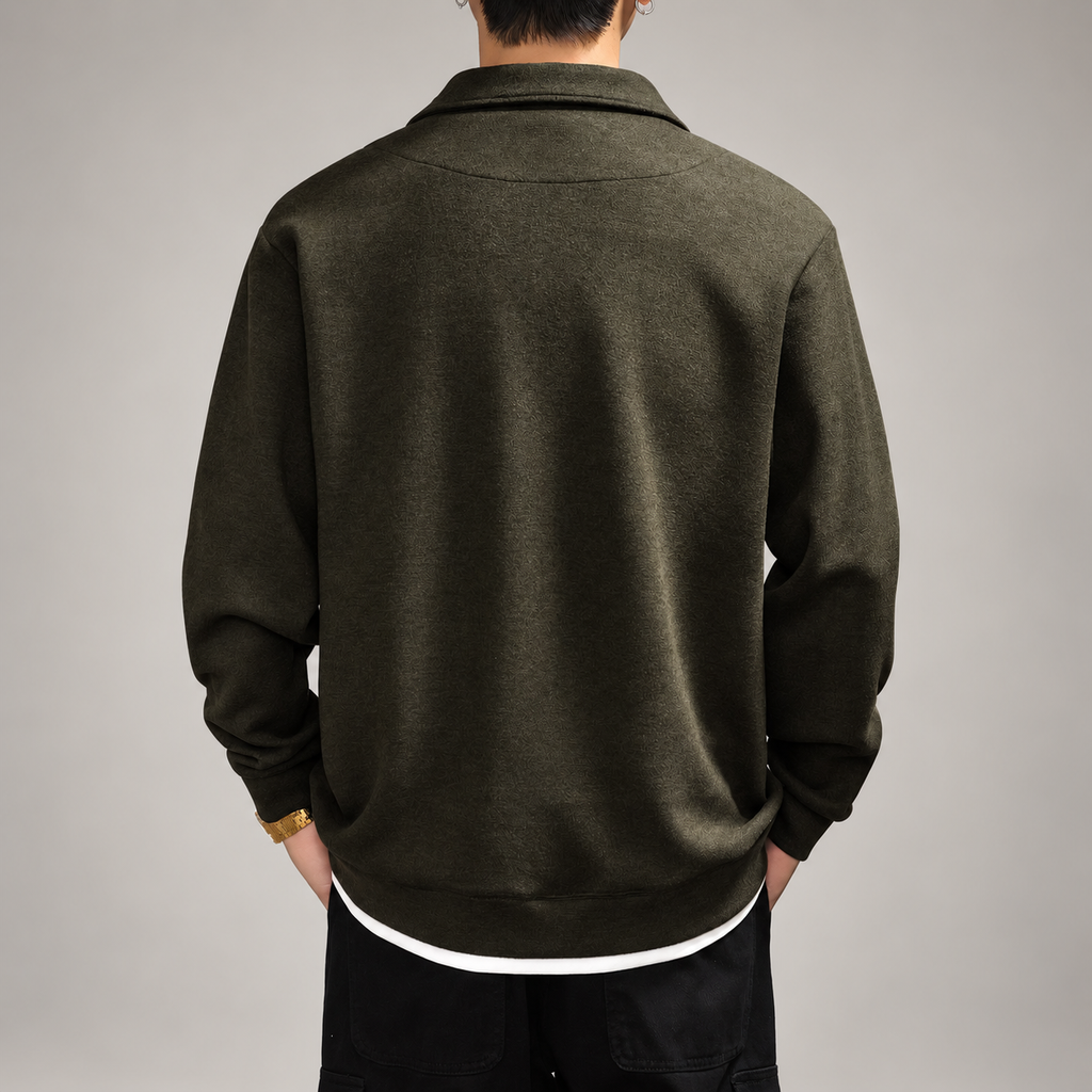 Gualtiero Men's Textured Long Sleeve Polo Pullover