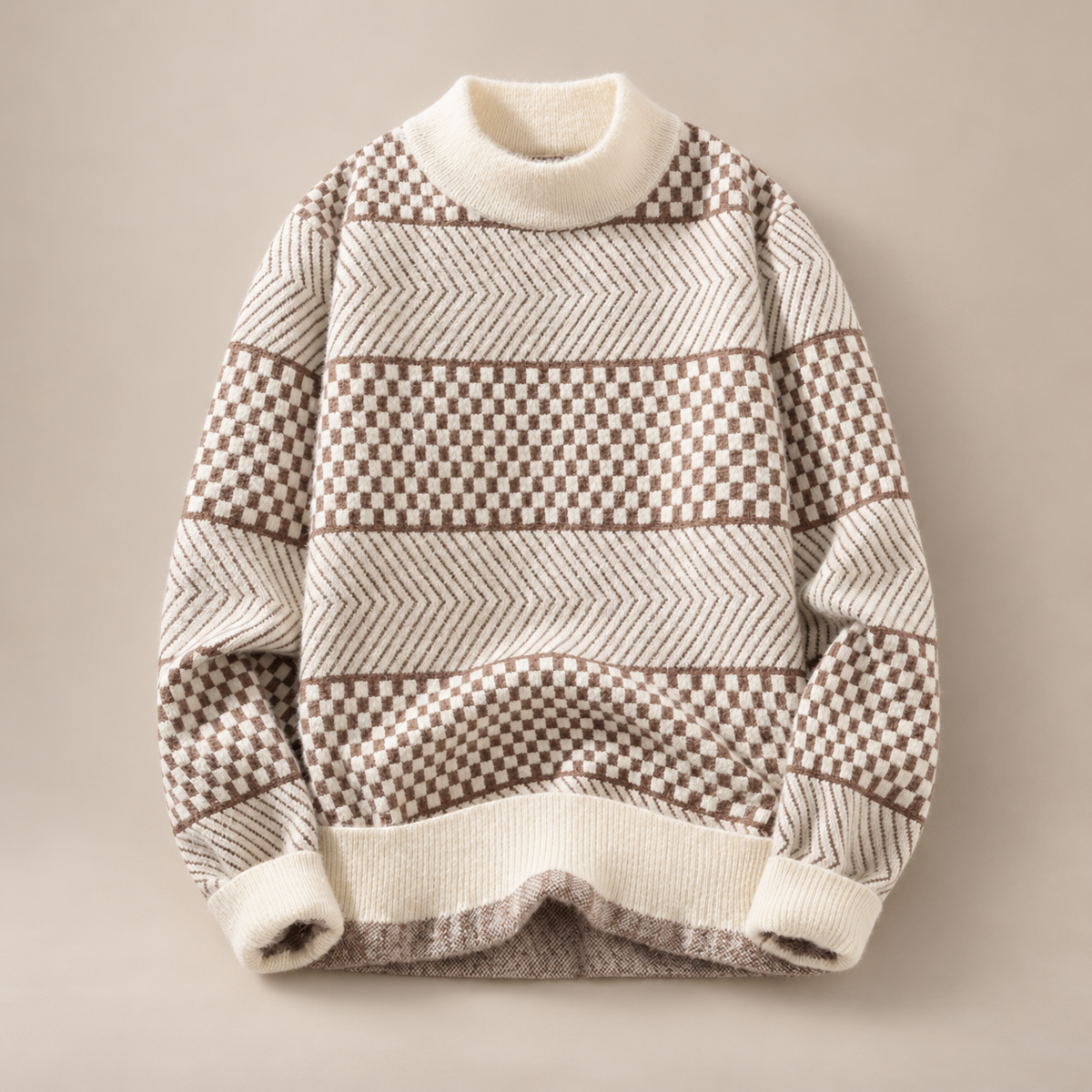 Montclair Checkered Mock Neck Sweater