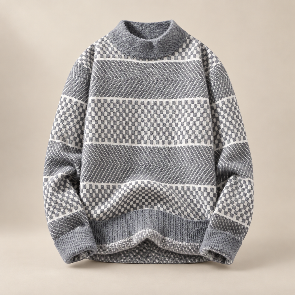 Montclair Checkered Mock Neck Sweater