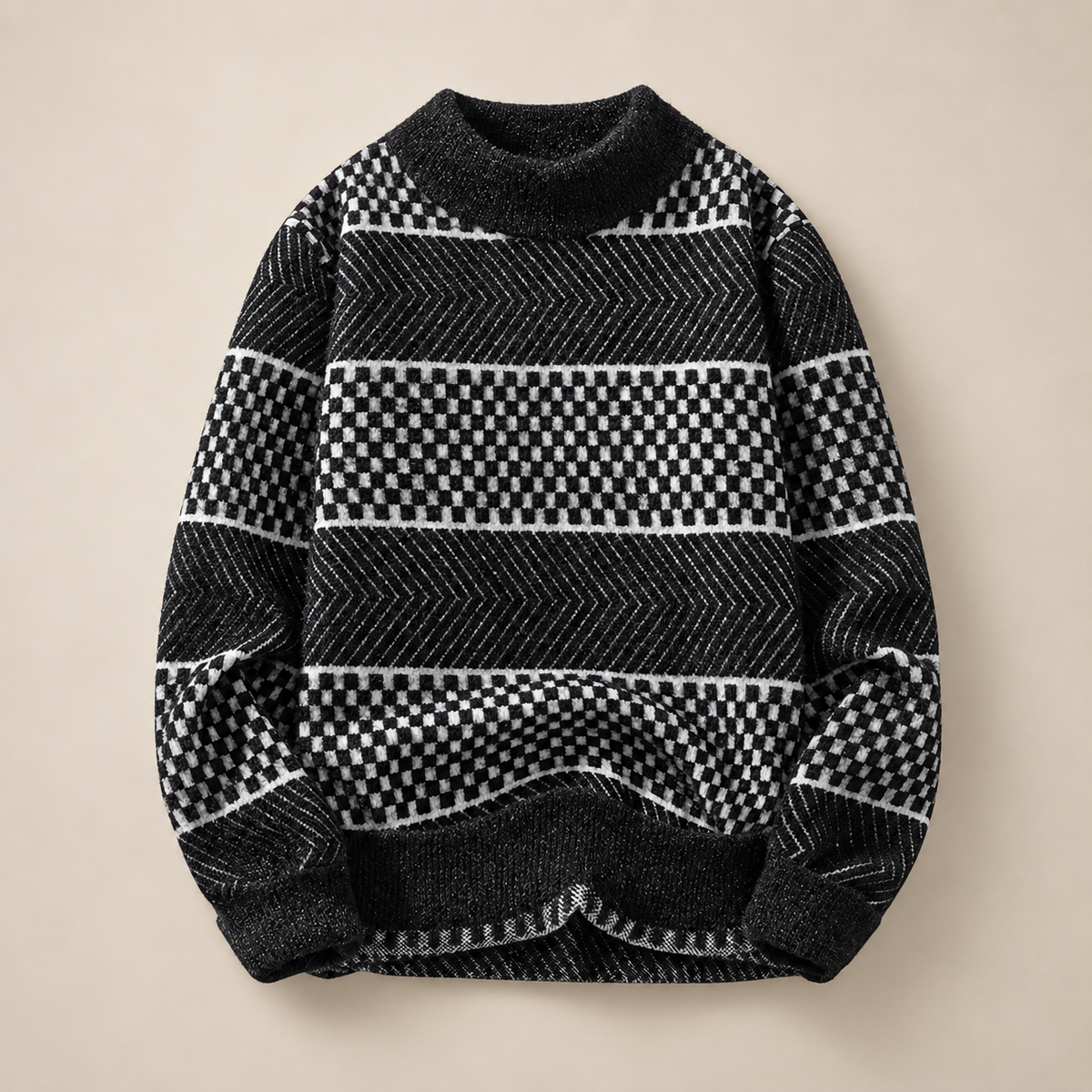 Montclair Checkered Mock Neck Sweater