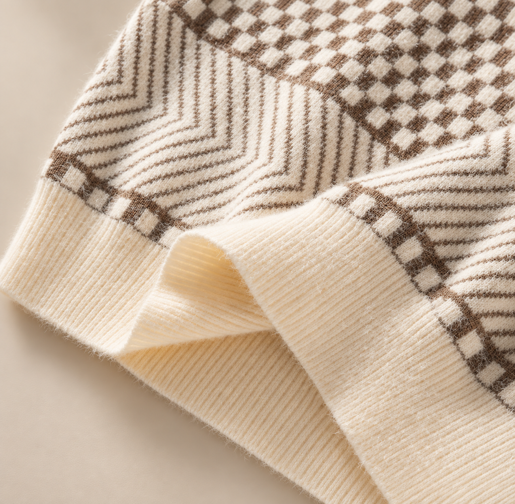 Montclair Checkered Mock Neck Sweater