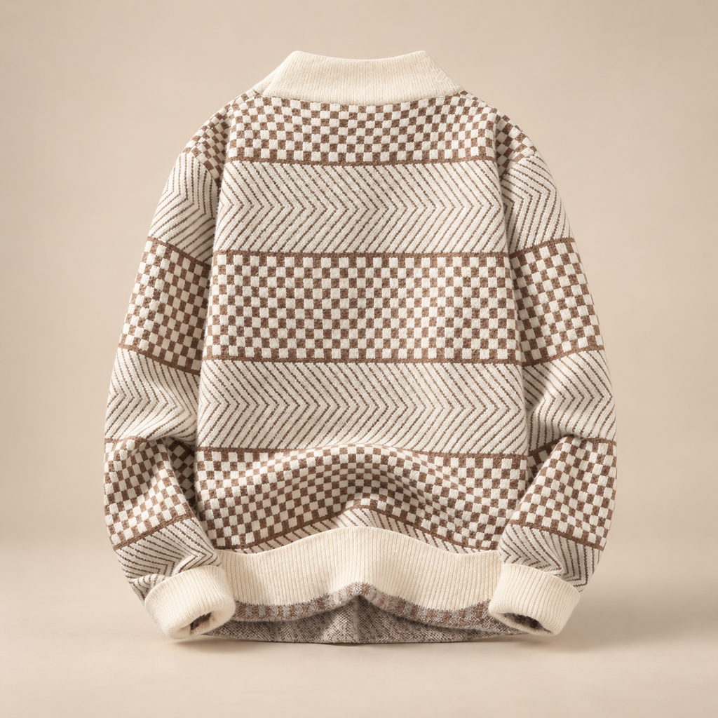Montclair Checkered Mock Neck Sweater