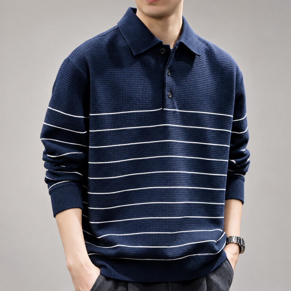 Aurelio Men’s Textured Long Sleeve Polo Sweater