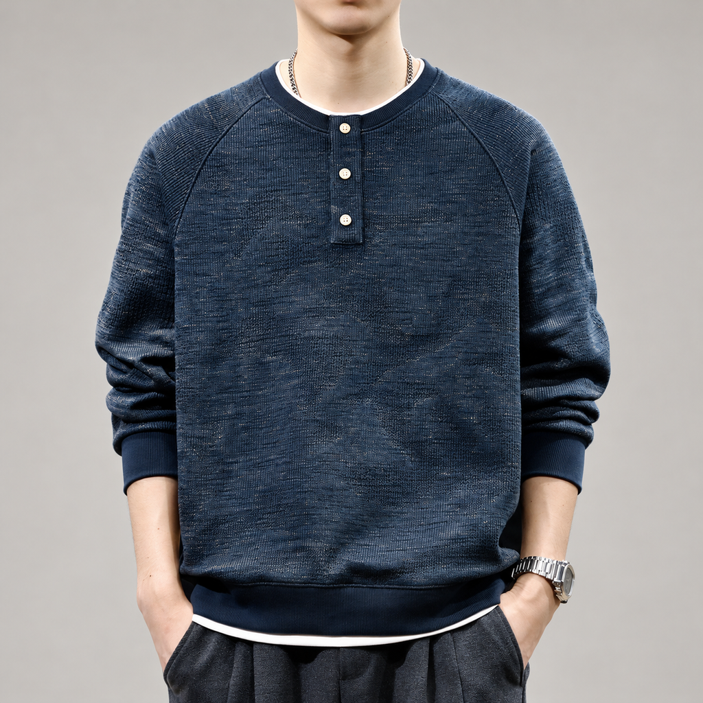 Raffaele Men’s Three-Button Raglan Pullover