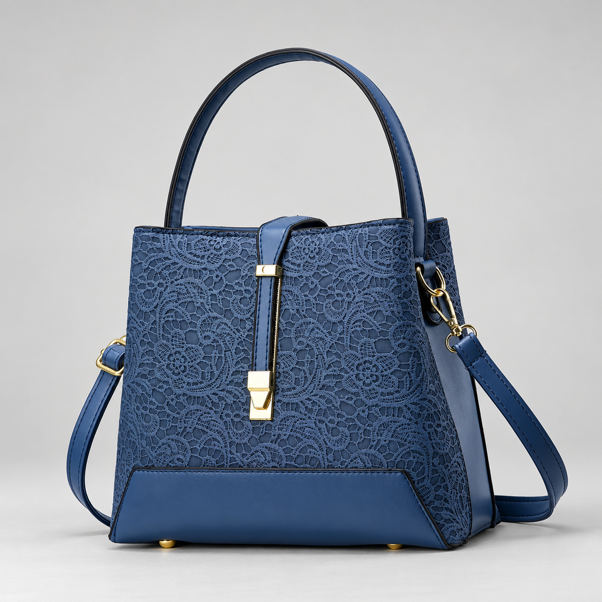 Amara Women’s Structured Lace Handbag with Gold-Tone Hardware