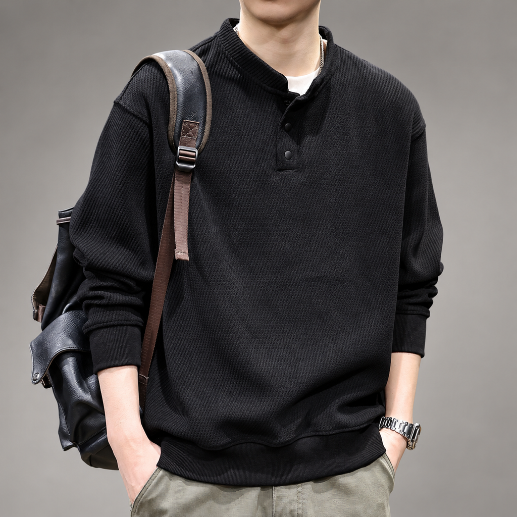 Mark Men’s Textured Stand-Collar Henley Pullover