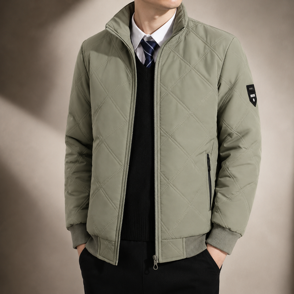 Daniel Men's Quilted Bomber Jacket – Insulated Zip-Up Puffer Coat