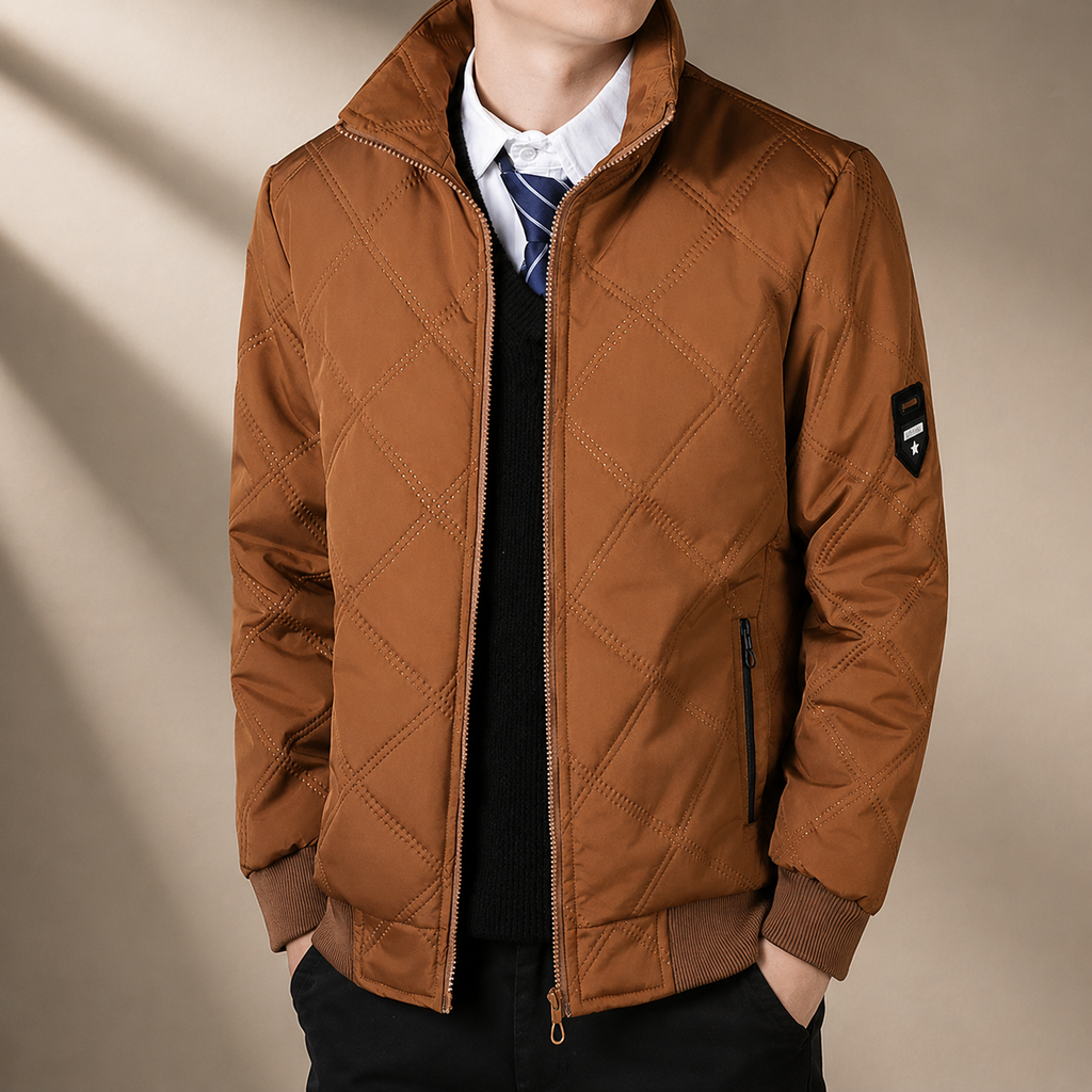 Daniel Men's Quilted Bomber Jacket – Insulated Zip-Up Puffer Coat