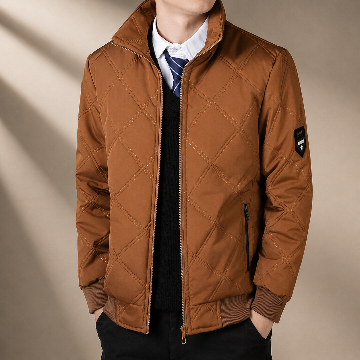 Daniel Men's Quilted Bomber Jacket – Insulated Zip-Up Puffer Coat
