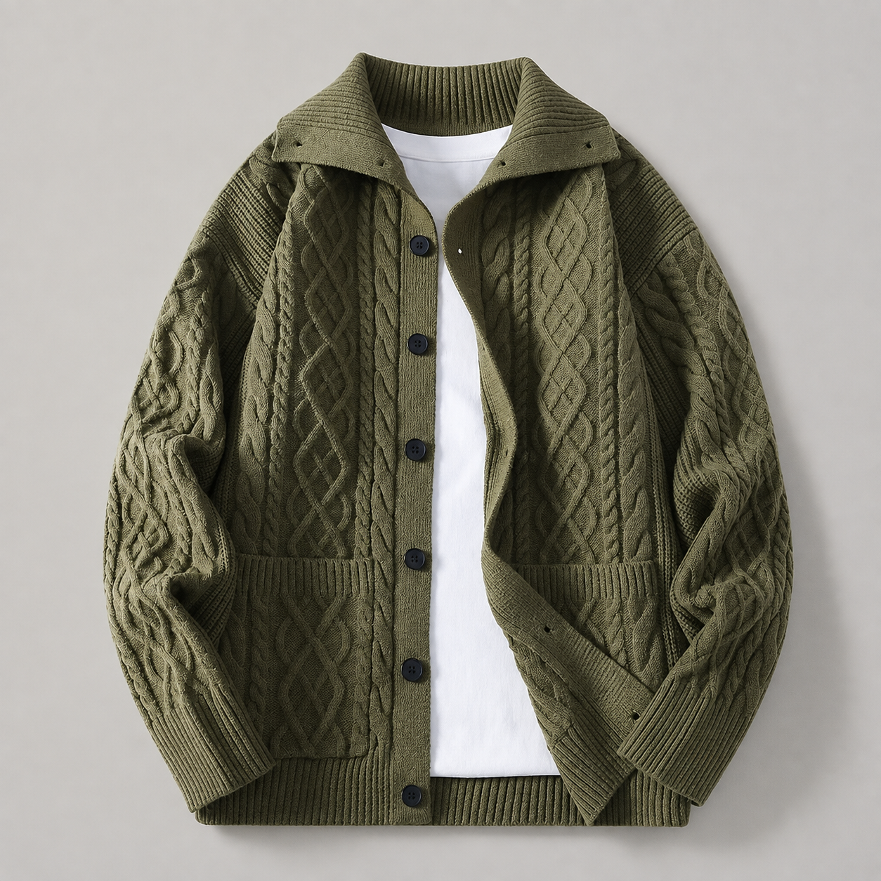 Nolan Button Front Cable Knit Cardigan