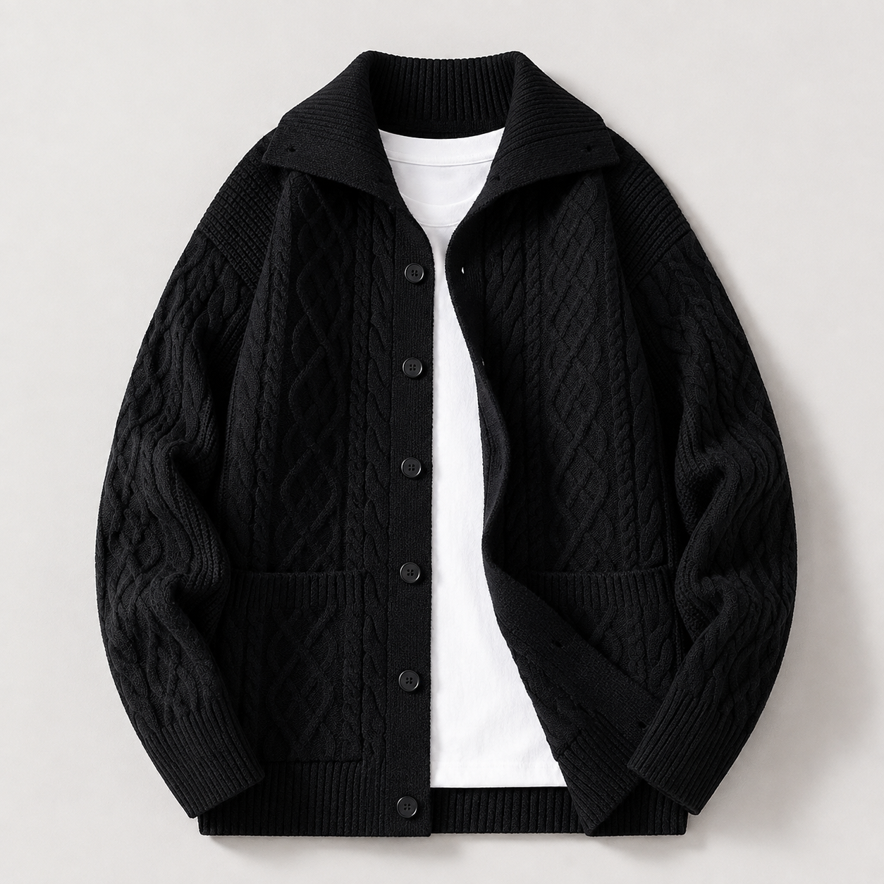 Nolan Button Front Cable Knit Cardigan