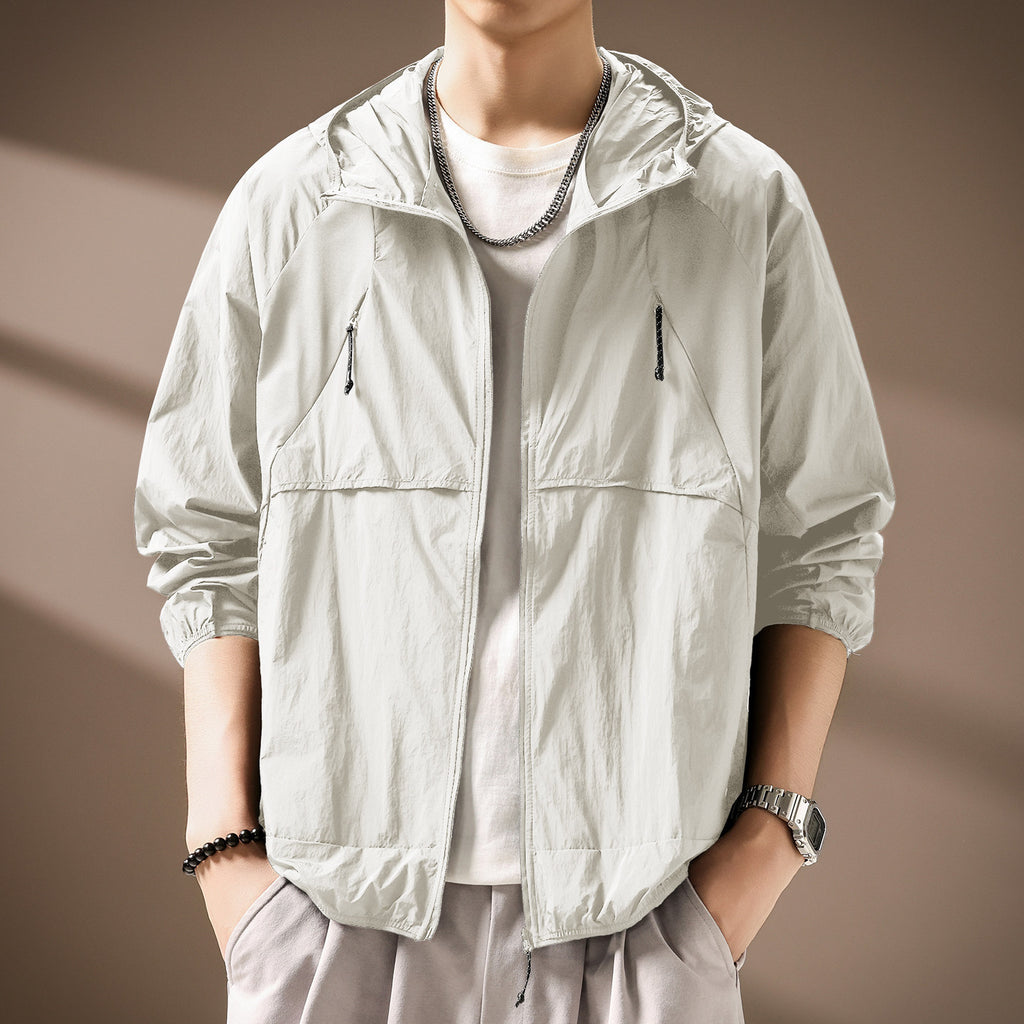 Massimo Men’s Lightweight Hooded Zip-Front Jacket