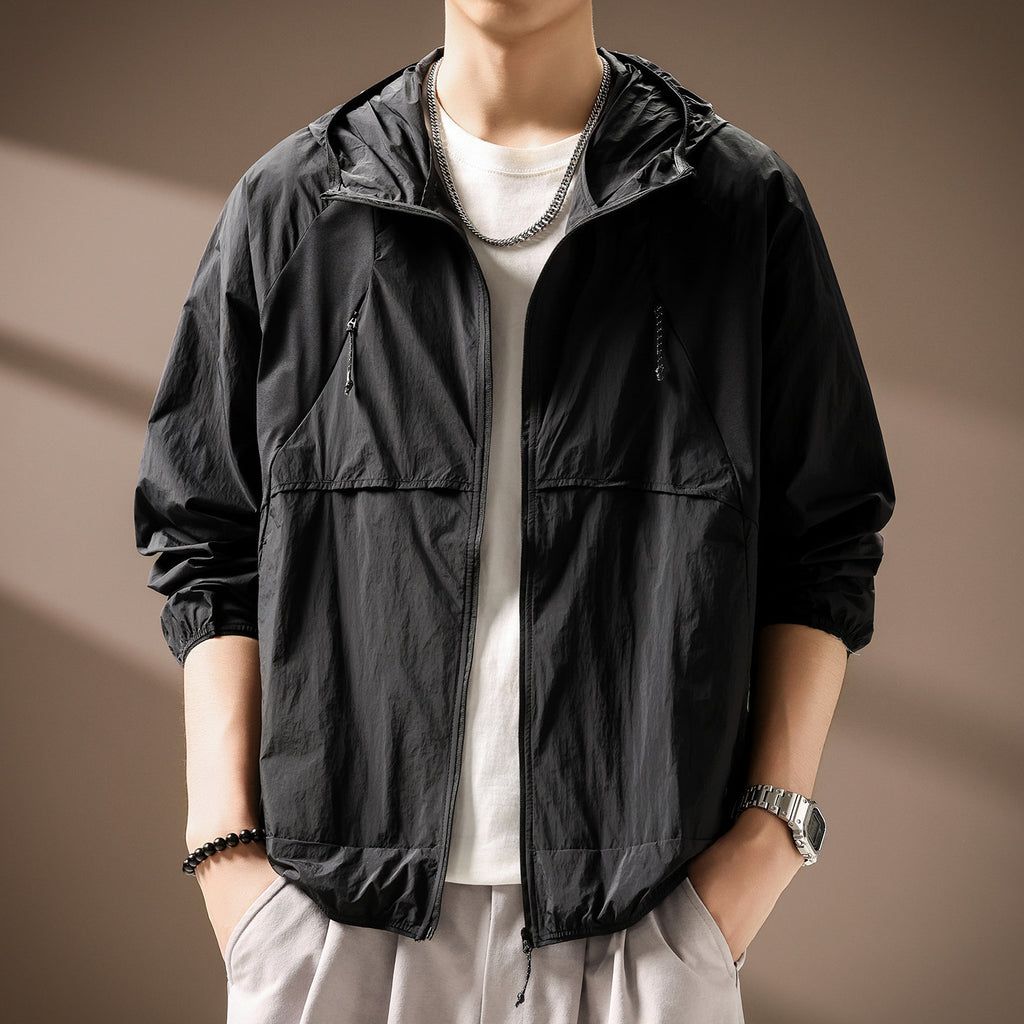 Massimo Men’s Lightweight Hooded Zip-Front Jacket