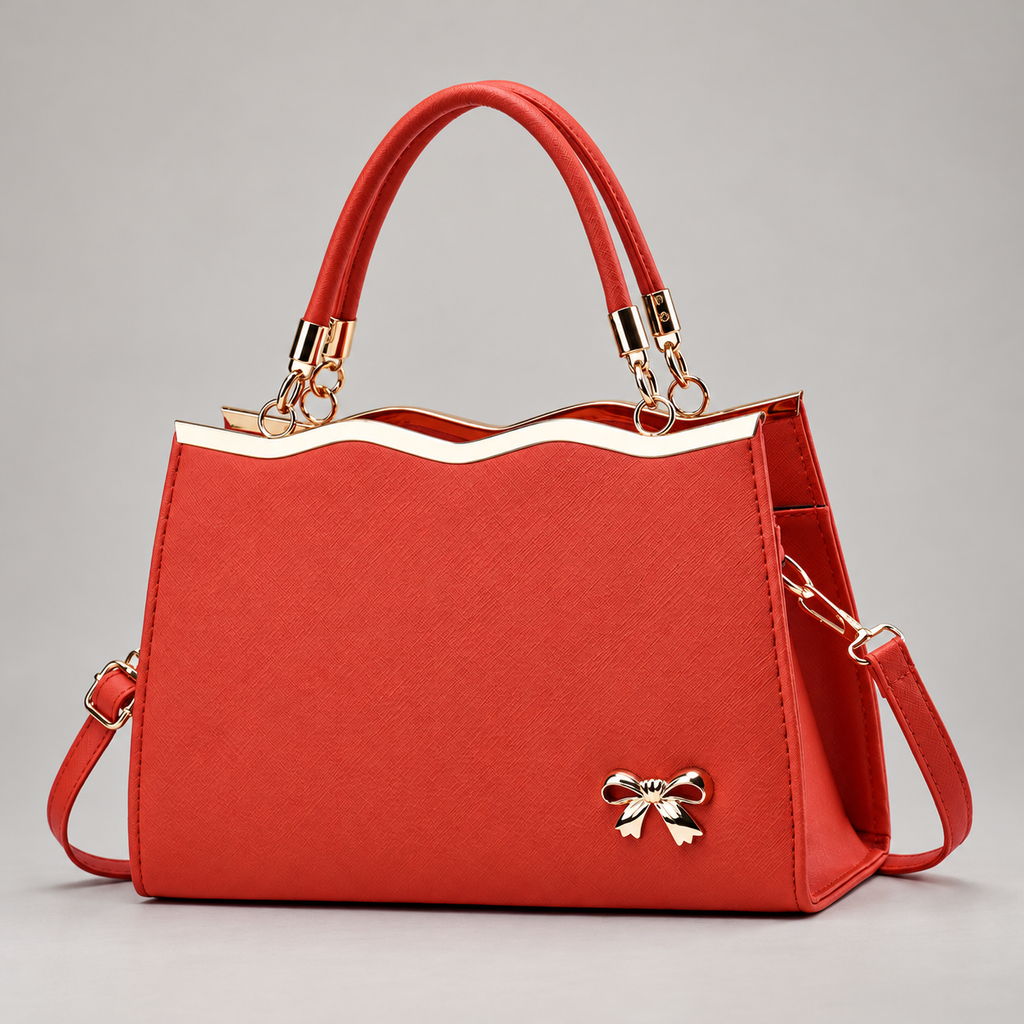 Monica Women’s Structured Handbag with Gold-Tone Bow