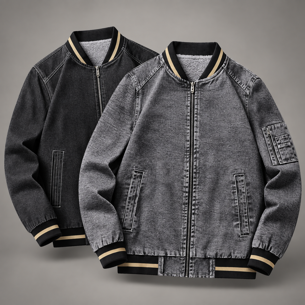 Owen Fleece-Lined Zip Bomber Jacket with Sleeve Pocket