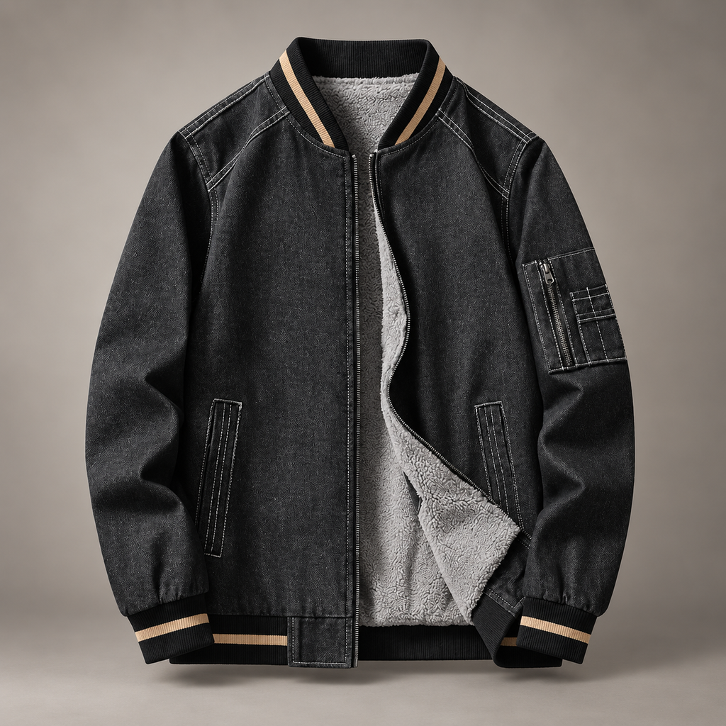 Owen Fleece-Lined Zip Bomber Jacket with Sleeve Pocket